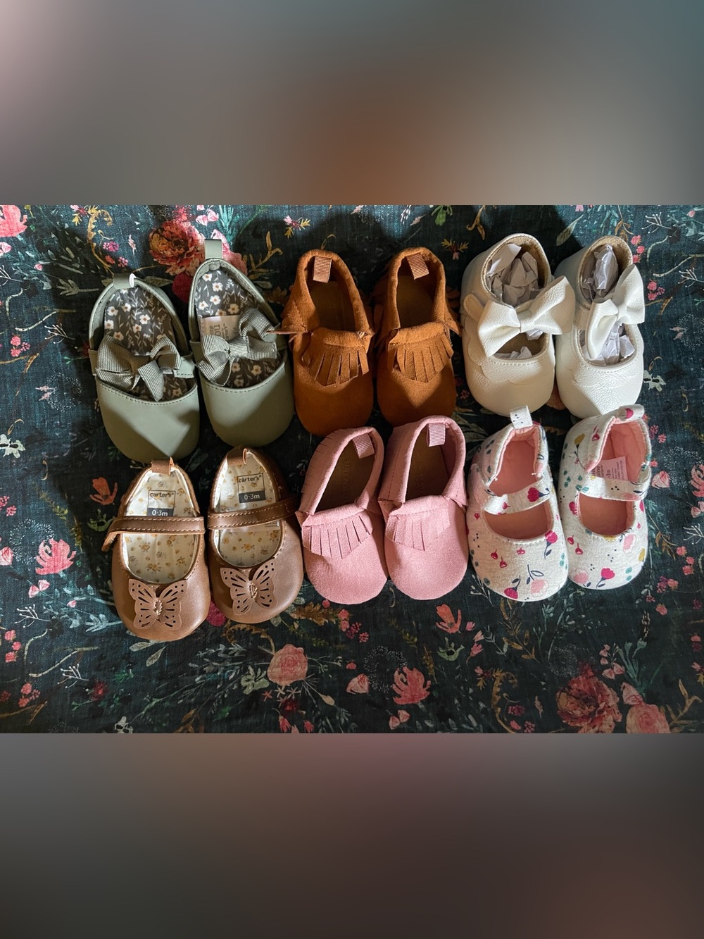 0-3 months baby shoes lot of 6 pairs